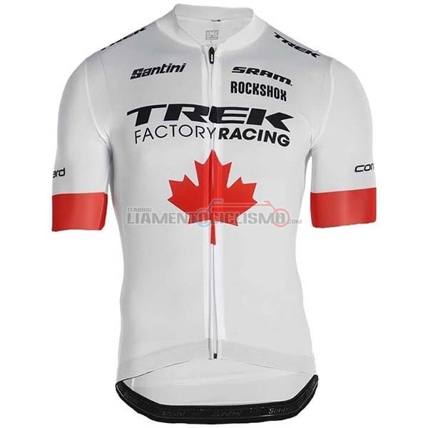Abbigliamento Ciclismo Trek Factory Racing Campione Canada Manica Corta 2019 Bianco